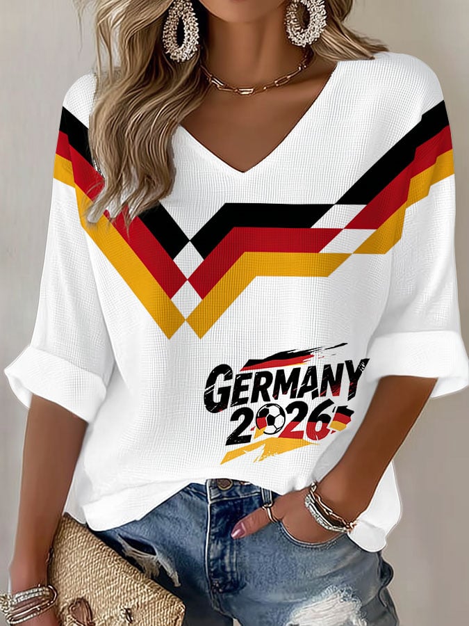 Women's German Football Print Casual T-Shirt
