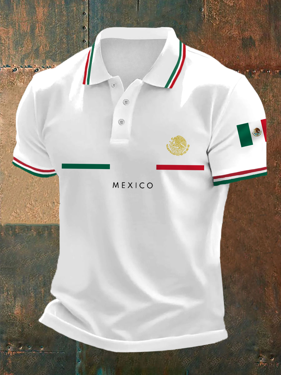 Men's Mexico Flag Print Casual Top
