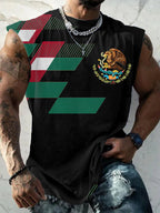 Men's Mexico Flag Print Casual Tank Top