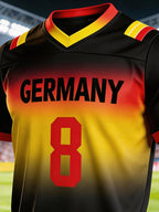 Men's Germany National Team Fan Soccer Jersey: Gradient Print, Number "8", Short-Sleeve T-Shirt