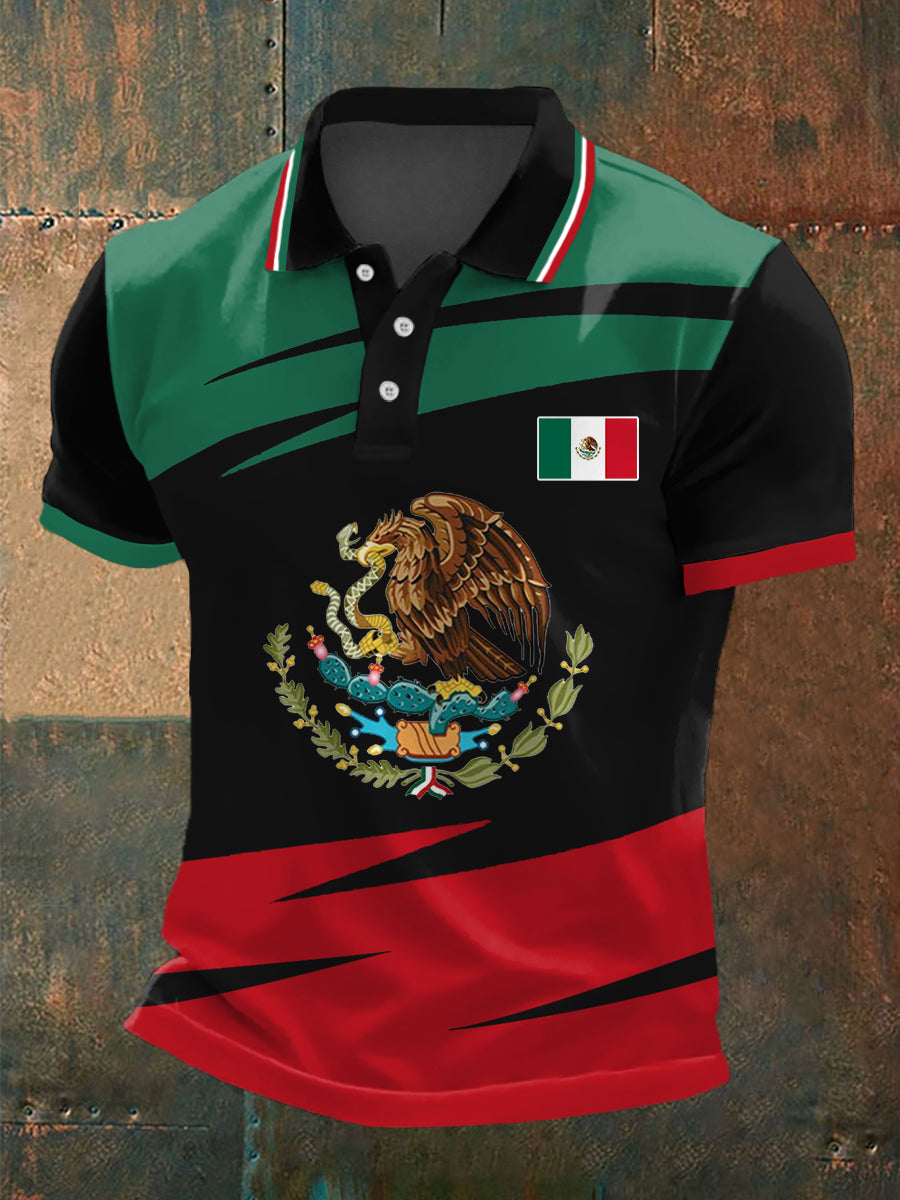 Men's Mexico Flag Print Casual Top