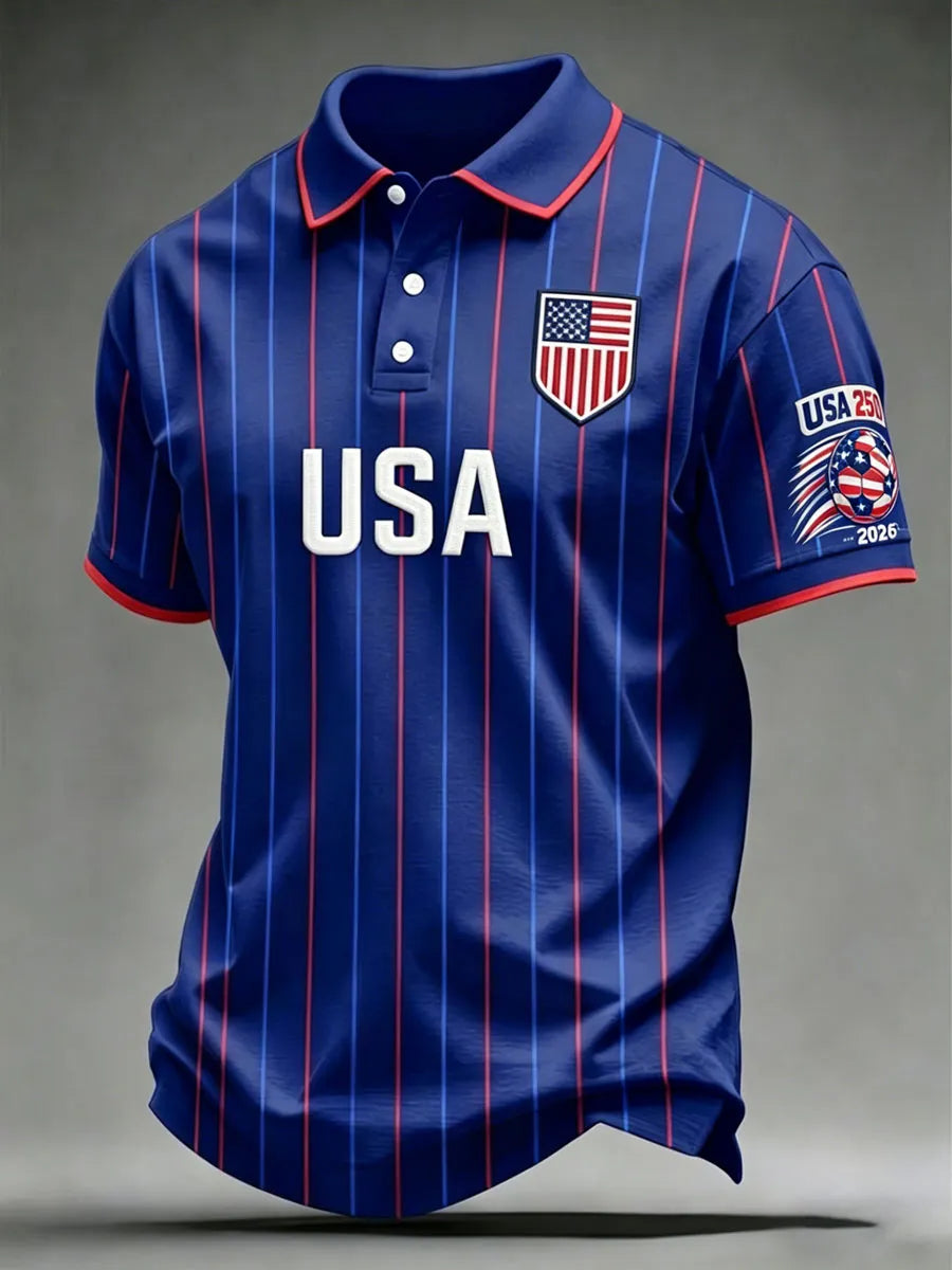 Men'S USA Football Lover Art Printed Polo Shirt