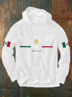 Men's Mexican Flag Print Casual Waffle Hoodie