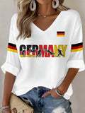 Women's Germany Football Fan Print Waffle T-shirt