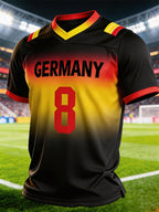 Men's Germany National Team Fan Soccer Jersey: Gradient Print, Number "8", Short-Sleeve T-Shirt