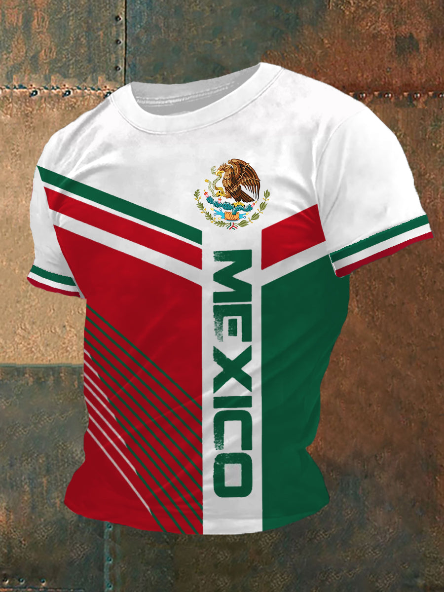 Men's Mexico Flag Print Casual Tee