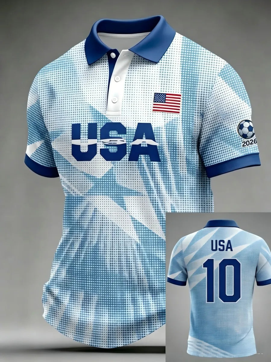 Men'S USA Football Lover Art Printed Polo Shirt