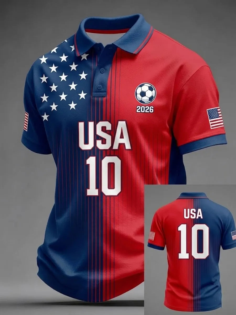 Men'S USA Football Lover Art Printed Polo Shirt