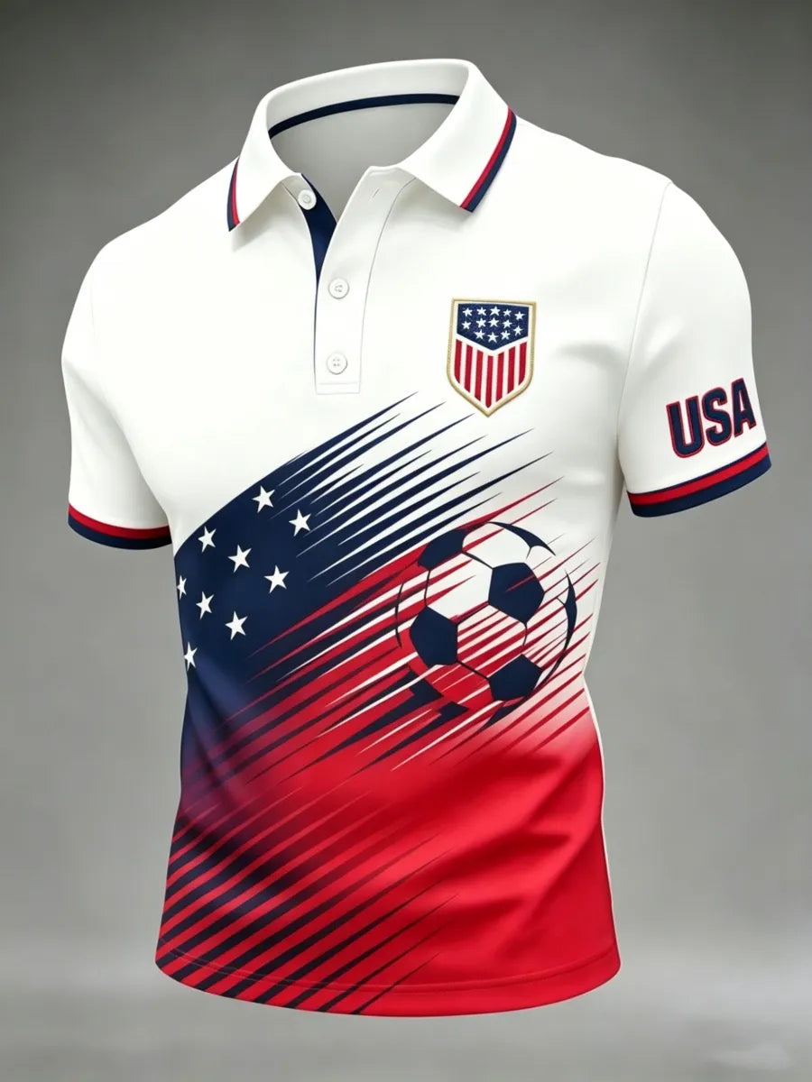American Football Lover Print Men's Polo Shirt