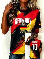 Women's Stylish Germany National Football Team Fan T-Shirt – Crew Neck, Short Sleeve