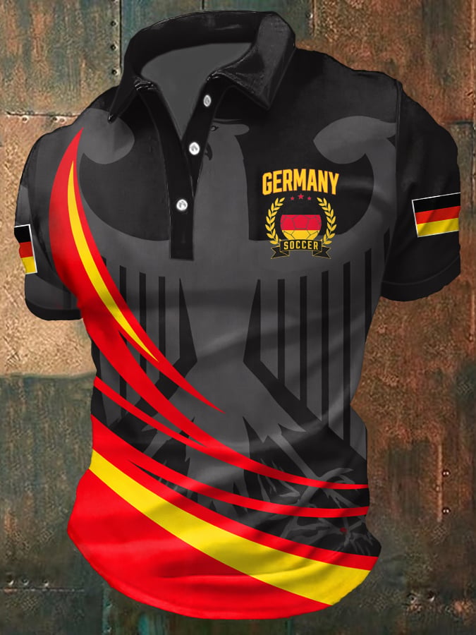 Men's Soccer Print Casual Polo Shirt