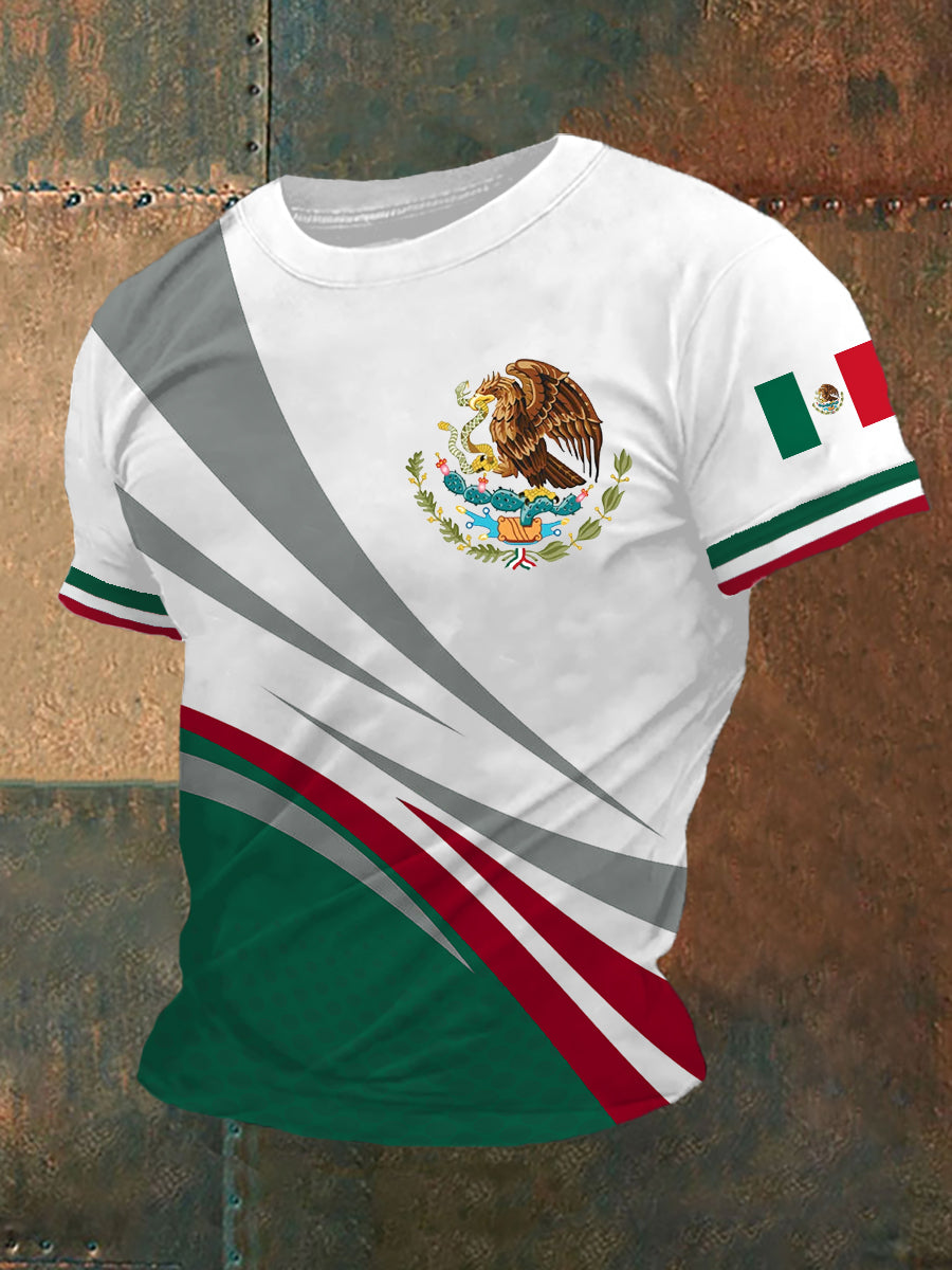 Men's Mexico Flag Print Casual Tee
