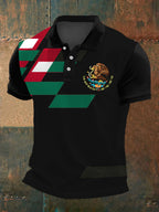 Men's Mexico Flag Print Casual Polo