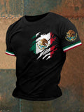 Men's Mexican Flag Print Casual Tee