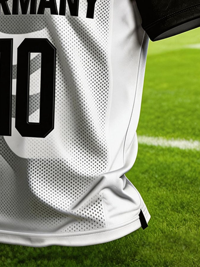 Men's Germany National Team Fan T-Shirt: Color-Block Splicing, Short Sleeve, with "10" Number