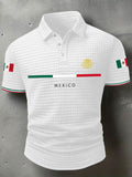 Men's Mexican Flag Print Casual Short-Sleeve Waffle Top