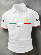Men's Mexican Flag Print Casual Short-Sleeve Waffle Top