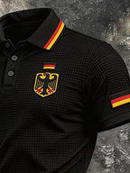 Men's Retro-Style German World Cup Fan Polo Shirt — Waffle-Knit Fabric, Polo Collar, Short Sleeve