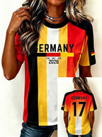 Women's Stylish Germany National Football Team Fan T-Shirt – Crew Neck, Short Sleeve