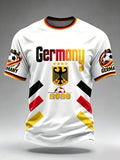 Herren-T-Shirt Im Casual-Stil Mit Rundhalsausschnitt, Kurzen äRmeln Und Deutschem FußBall-Print