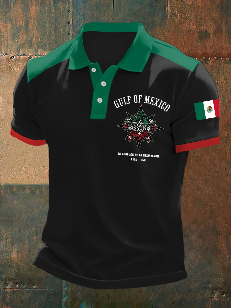 Men's Gulf Of Mexico Mexican Flag Print Casual Top