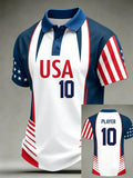 Men's USA Football Lover Art Printed Polo Shirt