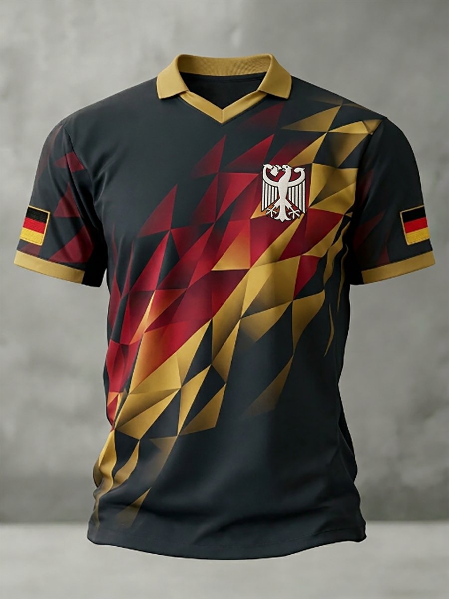 Men's German Football Team Fan Print Short-Sleeve Sports T-Shirt