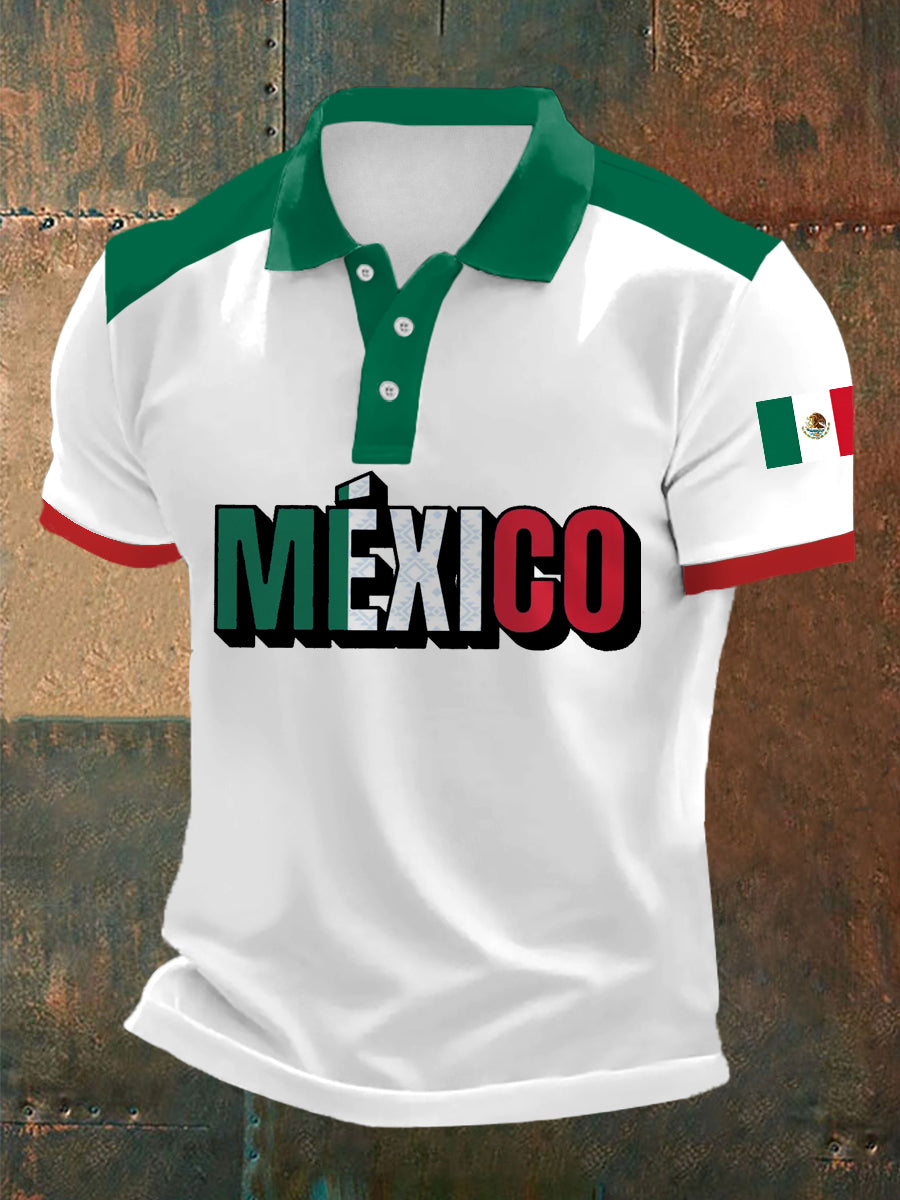 Men's Mexican Flag Print Casual Top