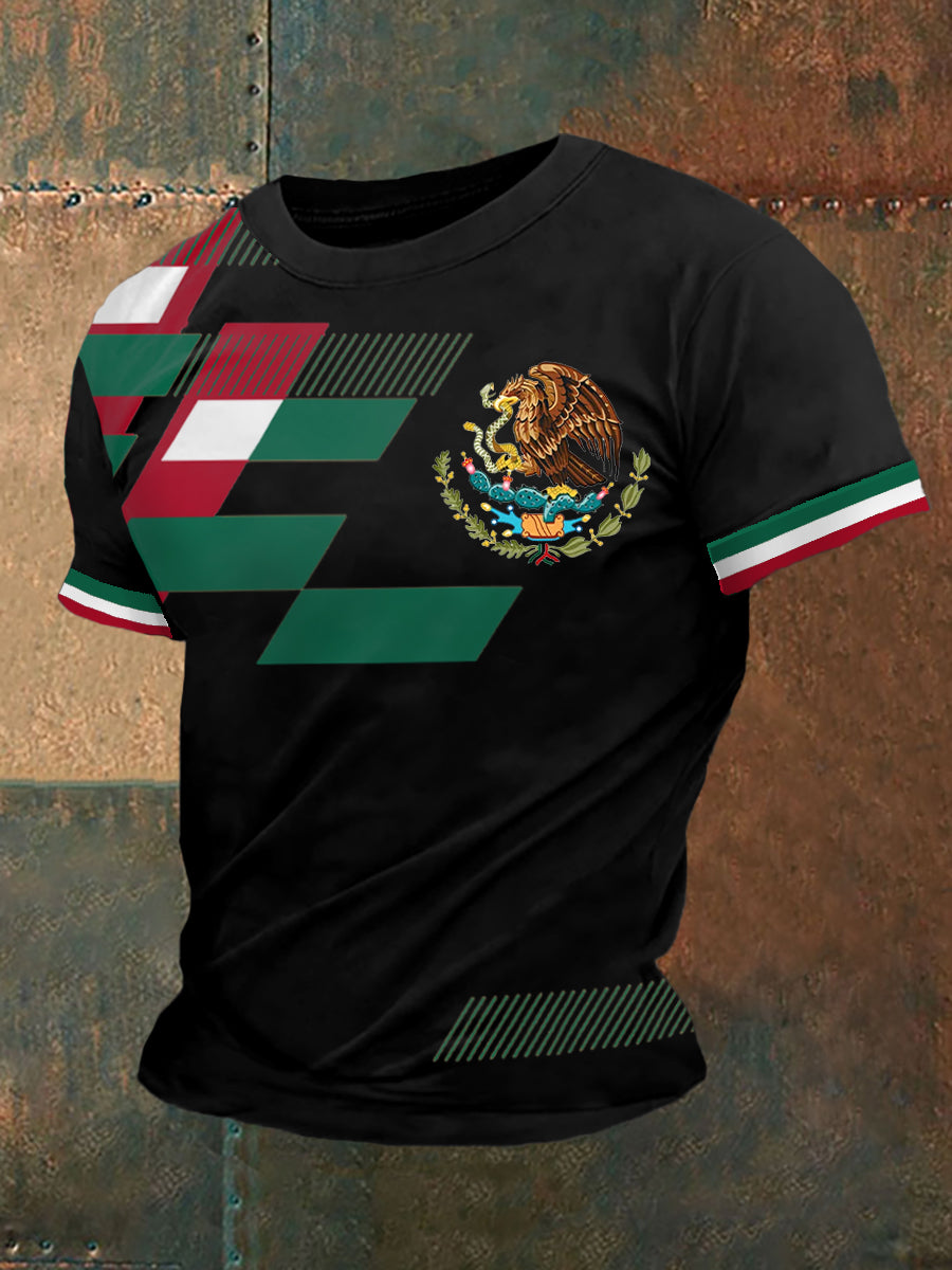 Men's Mexico Flag Print Casual Tee