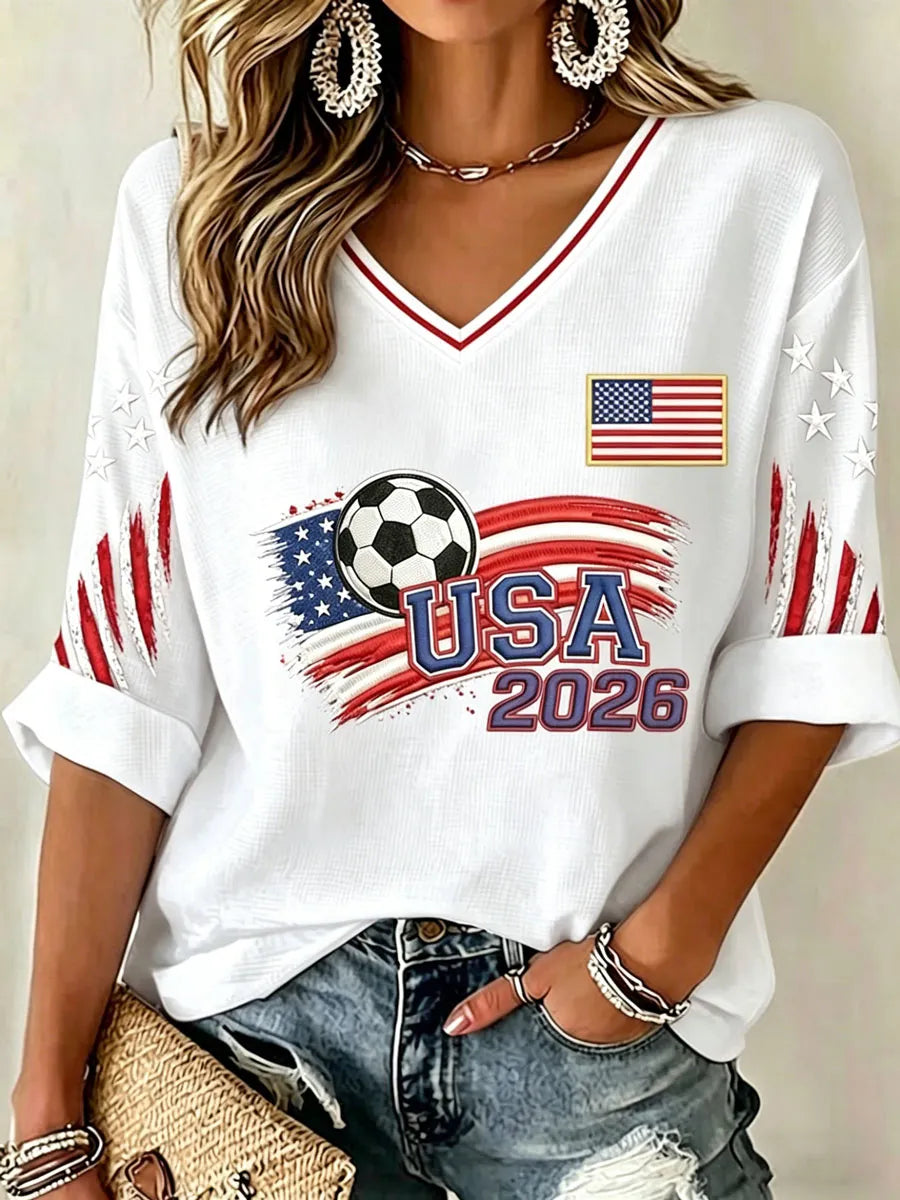 Retro USA Football Fan-Style Casual Jersey