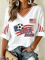 Retro USA Football Fan-Style Casual Jersey