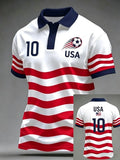 Men'S USA Football Lover Art Printed Polo Shirt