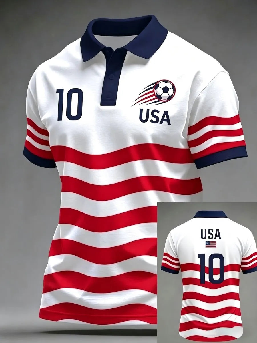 Men'S USA Football Lover Art Printed Polo Shirt