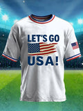 American Soccer Fan Patriotic Graphic Print Men's Casual T-Shirt