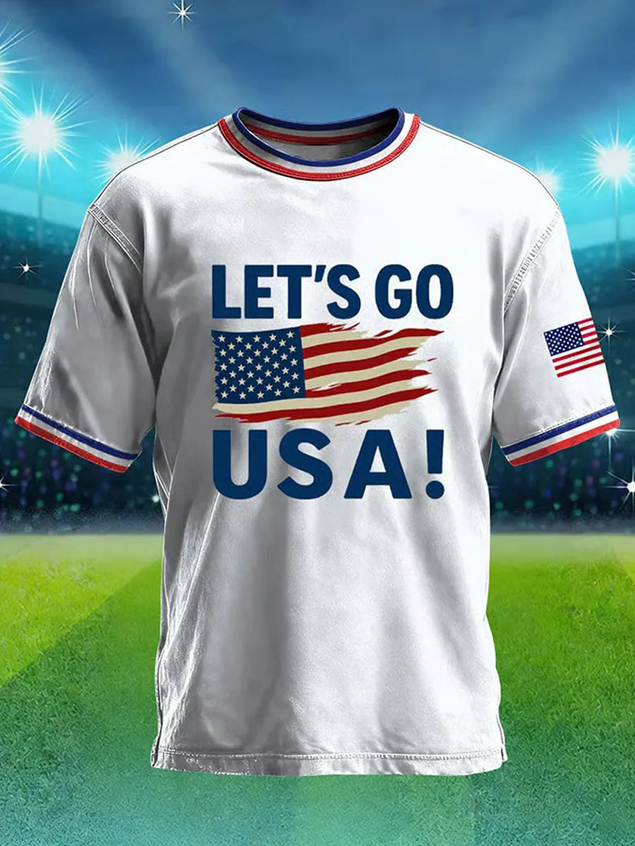 American Soccer Fan Patriotic Graphic Print Men's Casual T-Shirt