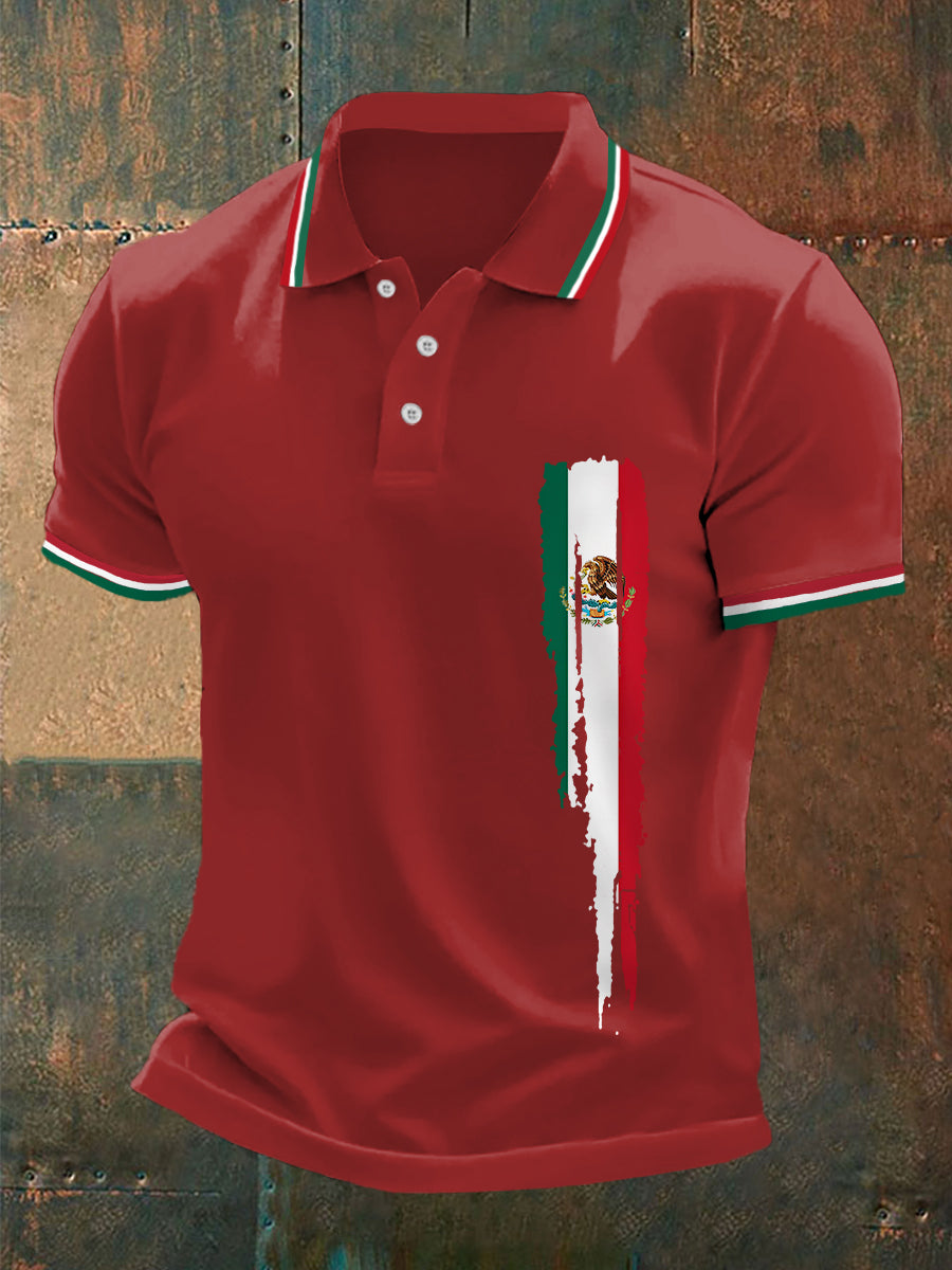Men's Mexican Flag Print Casual Top