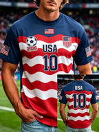 Men's Fashion US National Soccer Team Fan Crew Neck Short-Sleeve T-Shirt