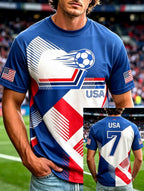 Men's Fashion US National Soccer Team Fan Crew Neck Short-Sleeve T-Shirt