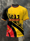 Herren-T-Shirt Im Casual-Stil Mit Rundhalsausschnitt, Kurzen äRmeln Und Deutschem FußBall-Print