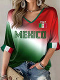 Women's Mexico Football Lover Printed T-shirt