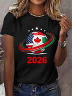 Women's   2026 Soccer Print Gift For Soccer Fans Casual Tee