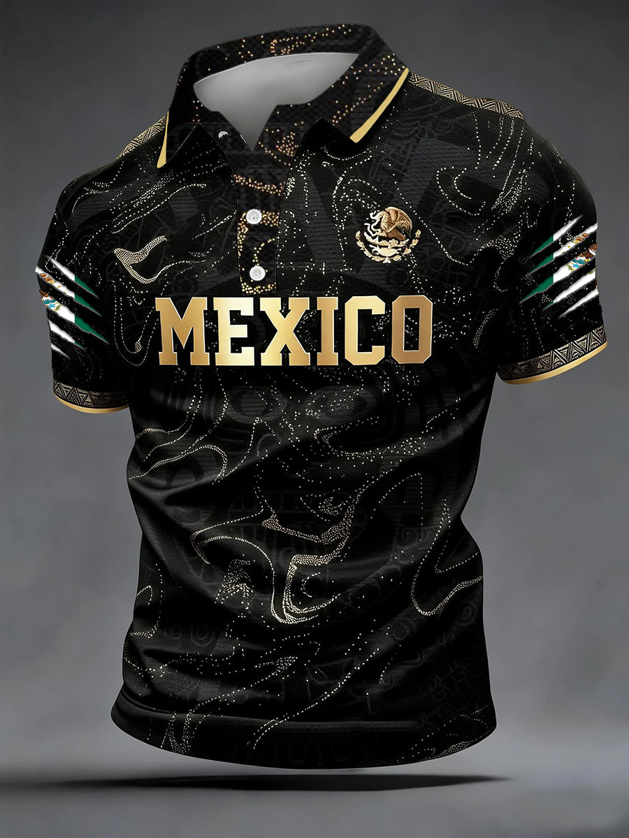 Men's Mexican Soccer Print Casual Polo