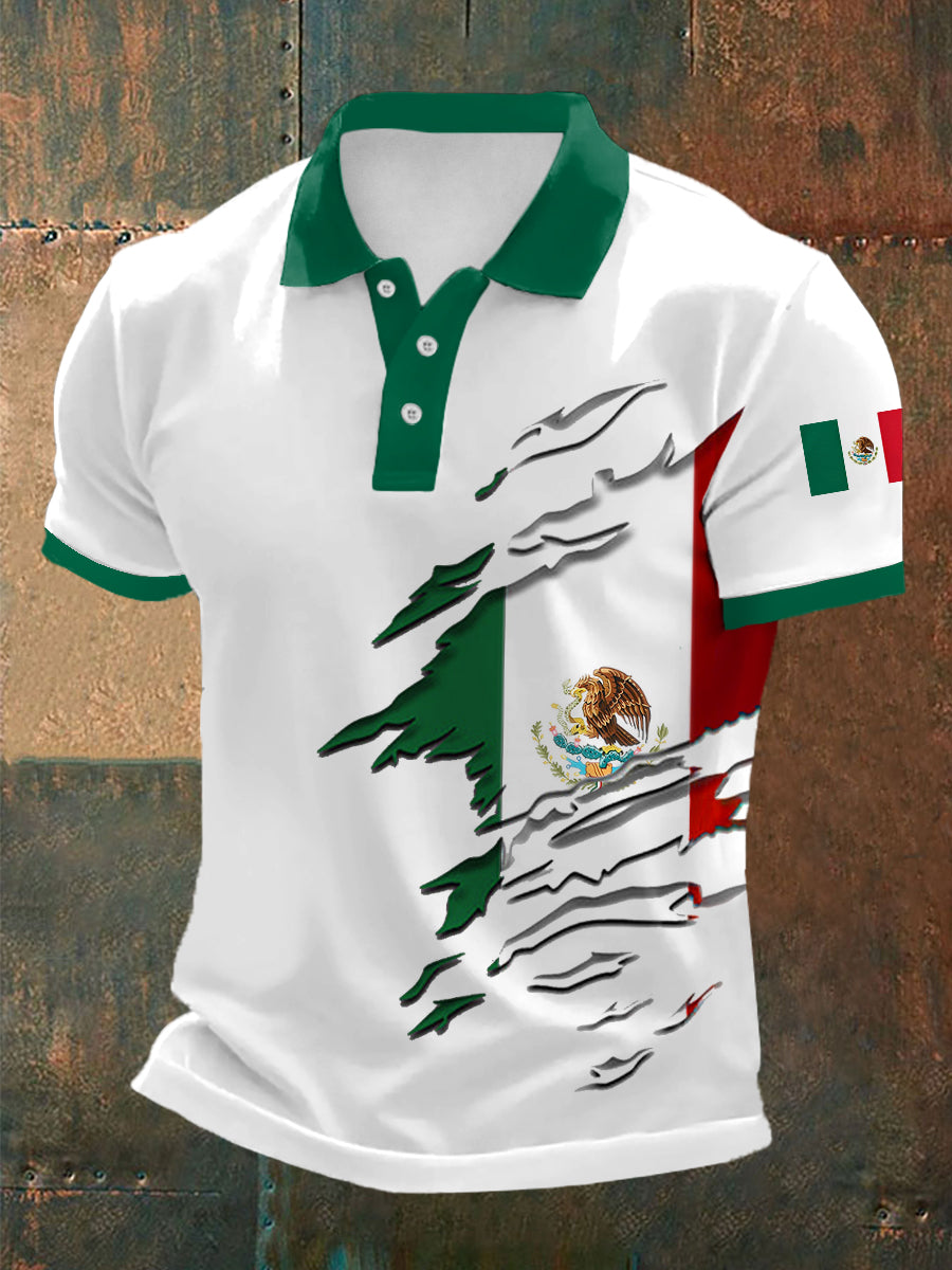 Men's Mexican Flag Print Casual Top