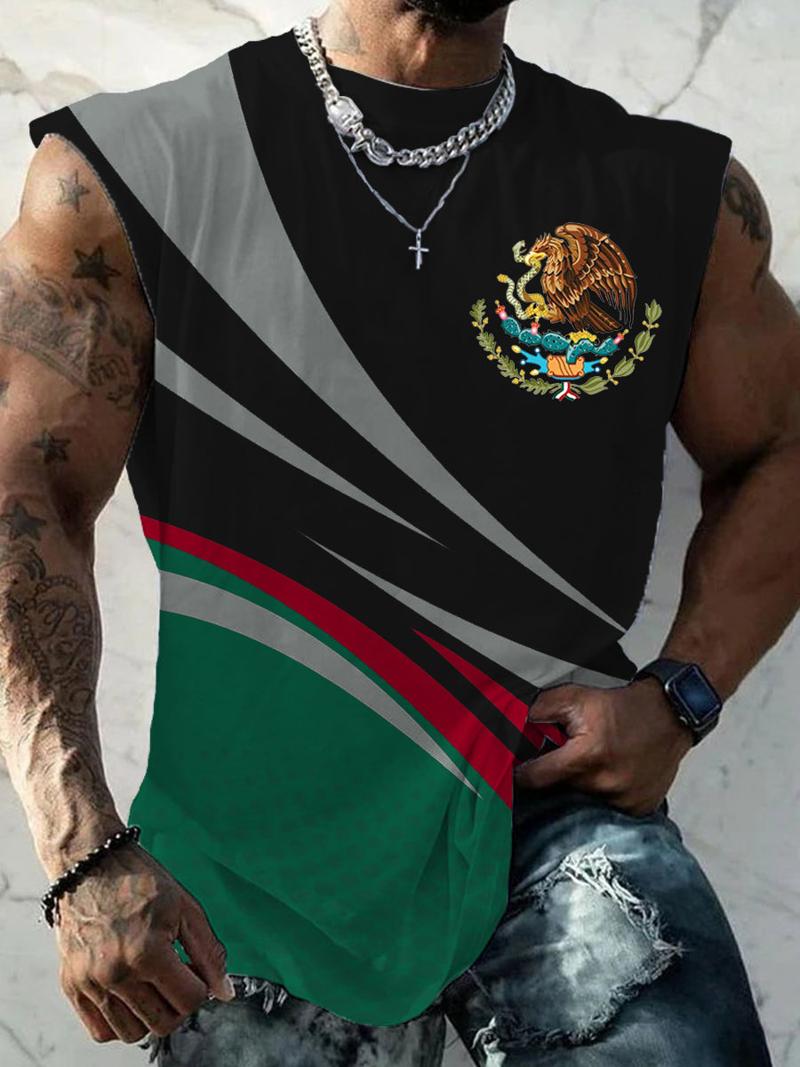 Men's Mexican Flag Print Casual Tank Top