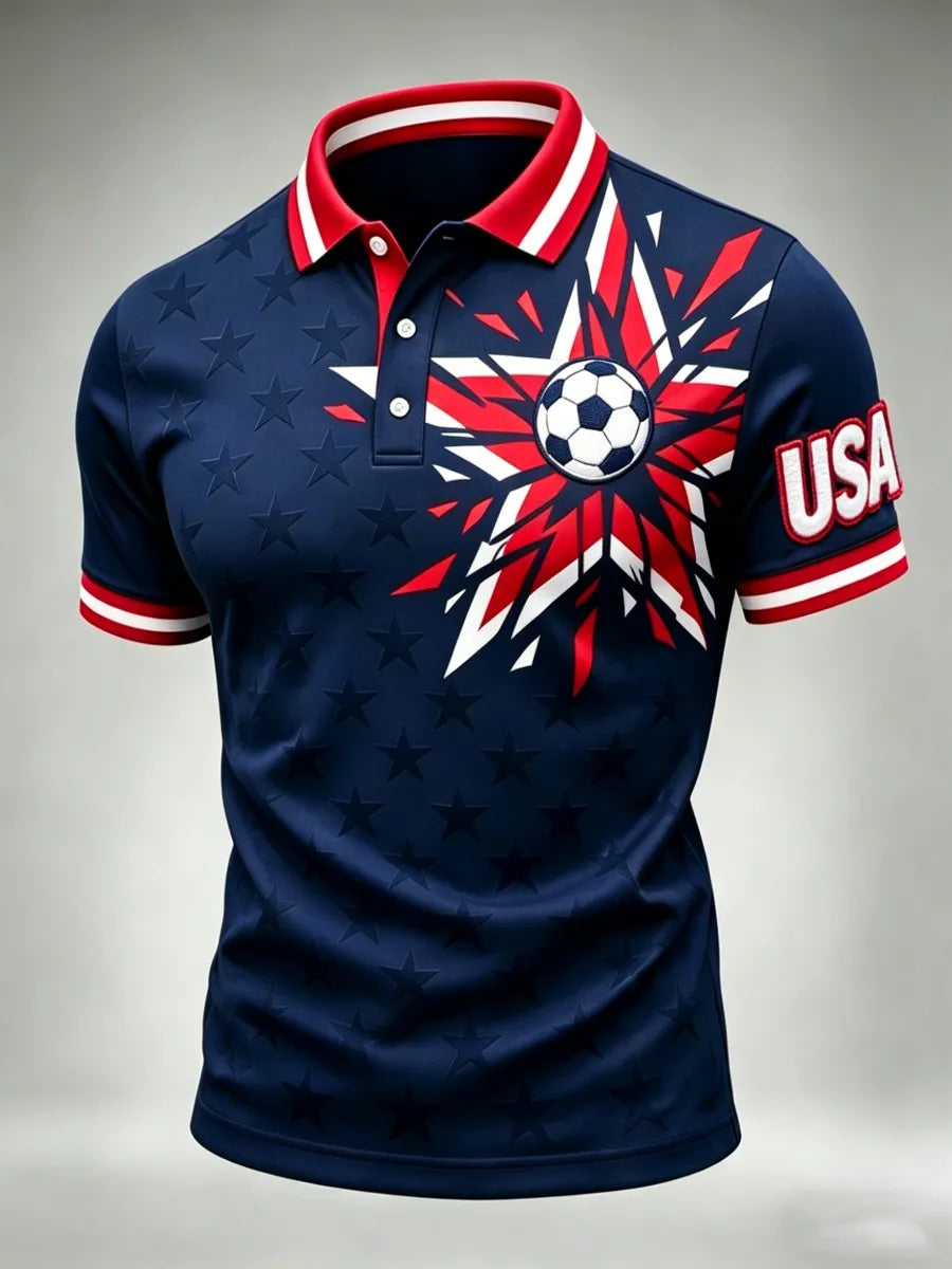 American Football Lover Print Men's Polo Shirt