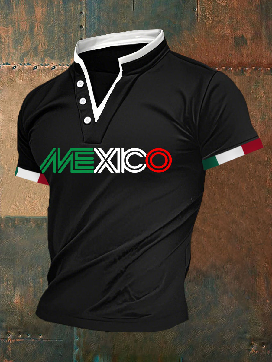 Men's Mexico Casual V-Neck Top