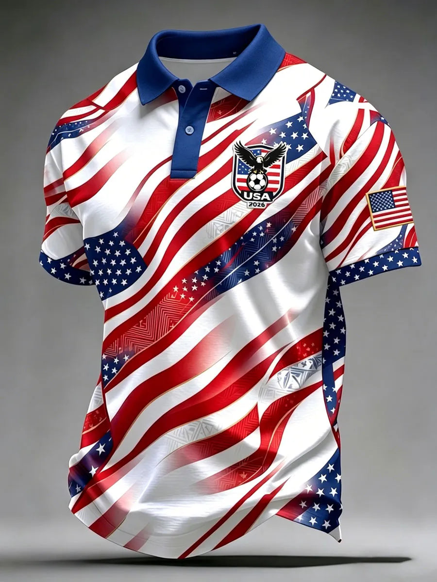 Men'S USA Football Lover Art Printed Polo Shirt