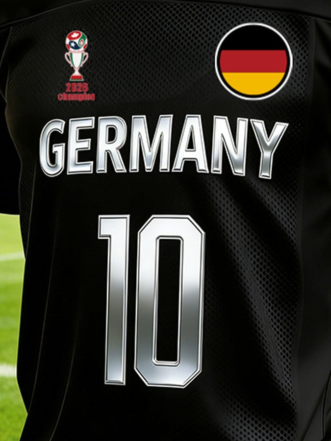 Men's Germany National Team Fan T-Shirt: Color-Block Splicing, Short Sleeve, with "10" Number