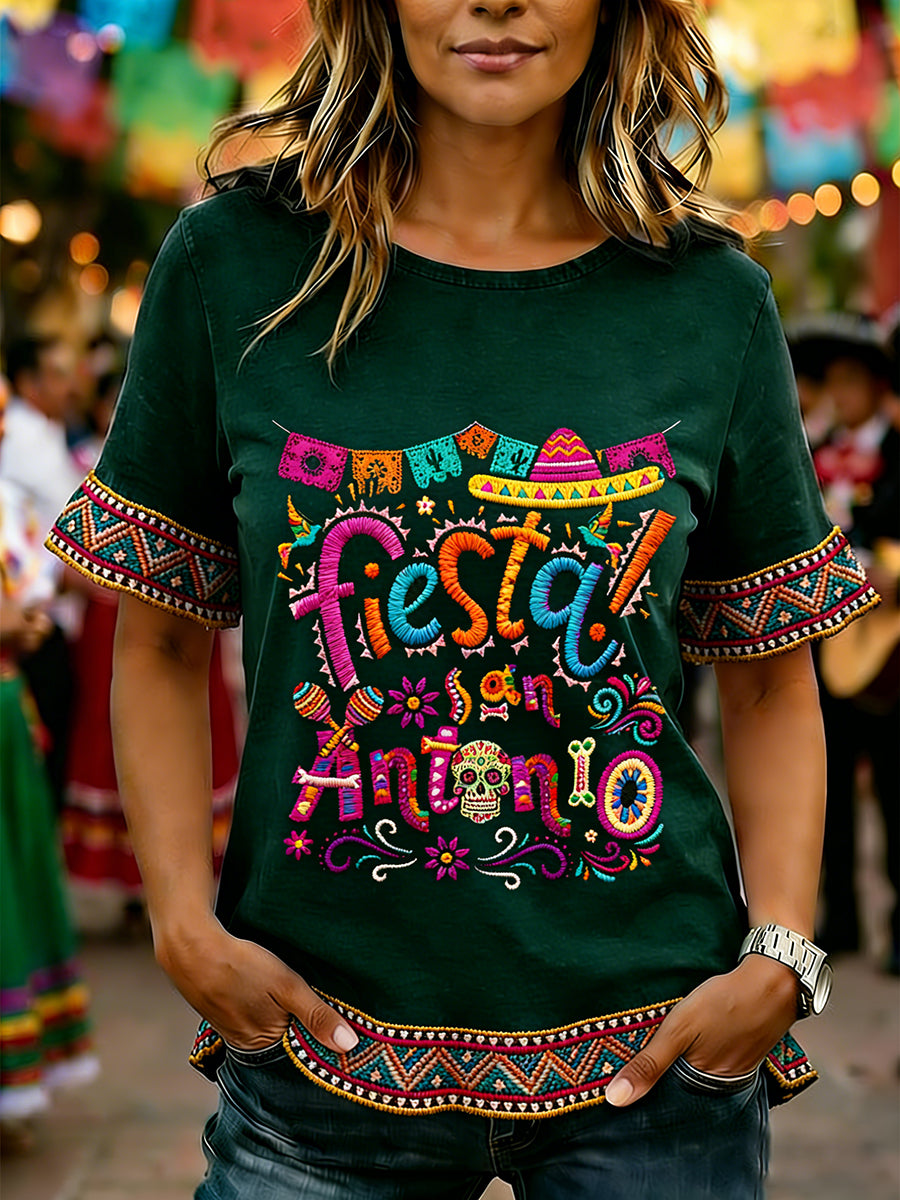 Women's Cinco De Mayo Print Casual Ruffle Sleeve Tee
