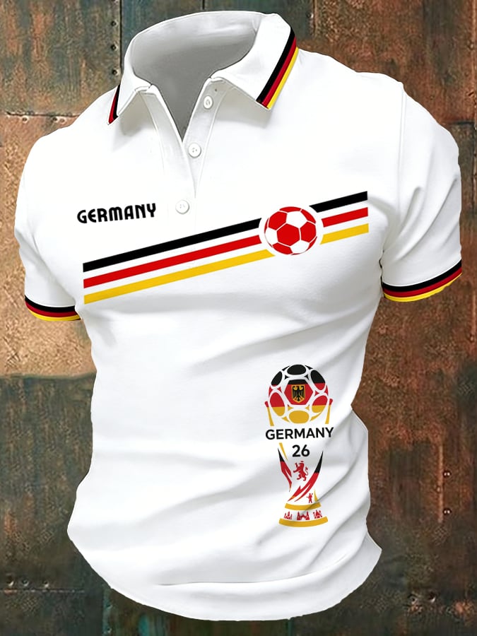 Men's GERMANY Soccer Print Casual Polo Shirt